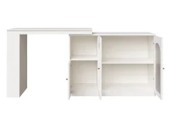 Móvel bar giratório com 3 portas, incluindo 2 portas de vidro, prateleiras abertas incluídas, corpo branco - 120x40x103cm