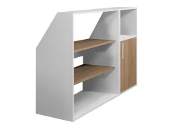 Móvel com inclinação 1 porta, 2 prateleiras e 1 nicho branco e natural ADEZIO