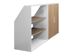 Móvel com inclinação 2 portas e 2 prateleiras branco e natural ADEZIO