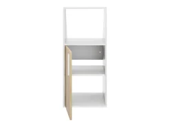 Móvel com inclinação com 1 porta e 1 nicho branco e natural - ADEZIO