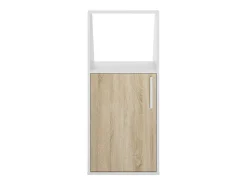 Móvel com inclinação com 1 porta e 1 nicho branco e natural - ADEZIO