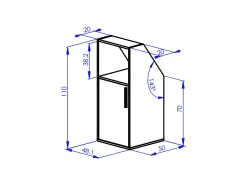 Móvel com inclinação com 1 porta e 1 nicho branco e natural - ADEZIO