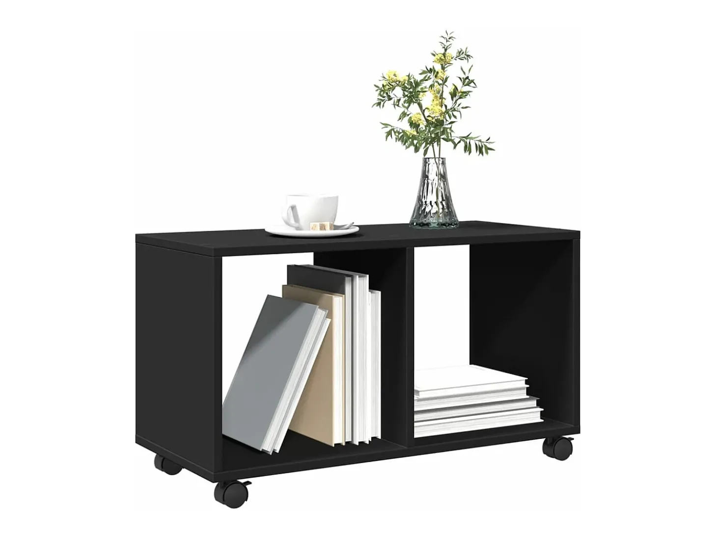 Móvel com rodas 72x33x42,5 cm derivados de madeira preto