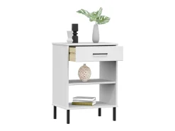 Móvel consola c/ pernas de metal pinho maciço OSLO branco PT514600