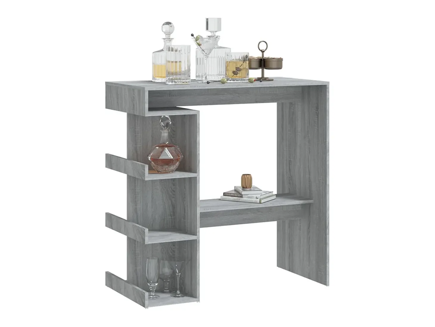 Móvel de bar c/ prateleiras 100x50x101,5cm carvalho sonoma cinza PT899927