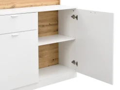 Móvel de bar com 2 portas e 1 gaveta em MDF branco e natural - LAMONIA
