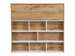 Móvel de bar com 2 portas e 1 gaveta em MDF branco e natural - LAMONIA