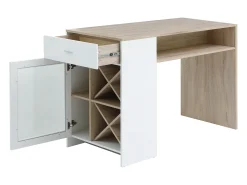 Móvel de bar com espaços de arrumação branco e natural - NIRAYA