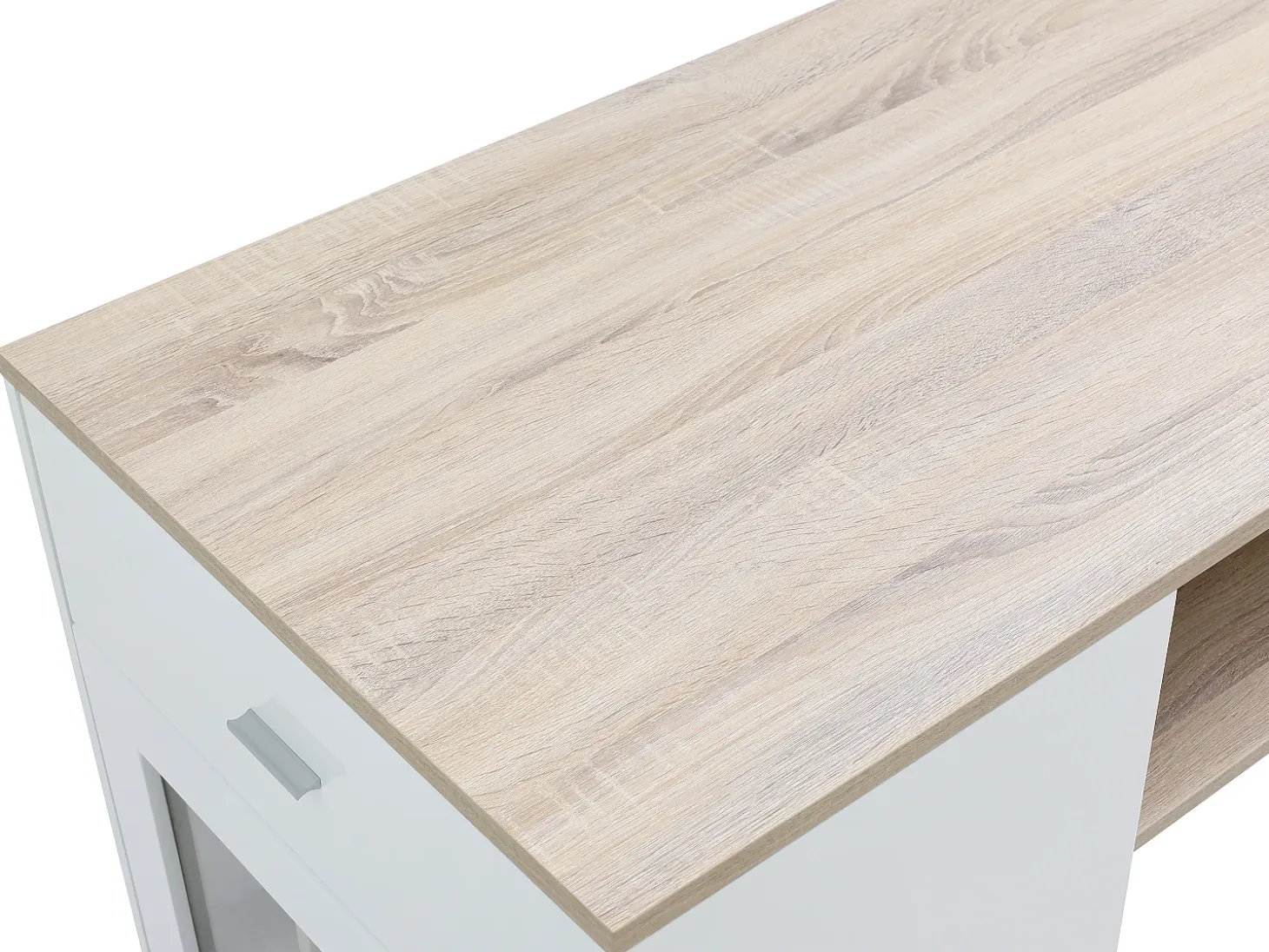 Móvel de bar com espaços de arrumação branco e natural - NIRAYA