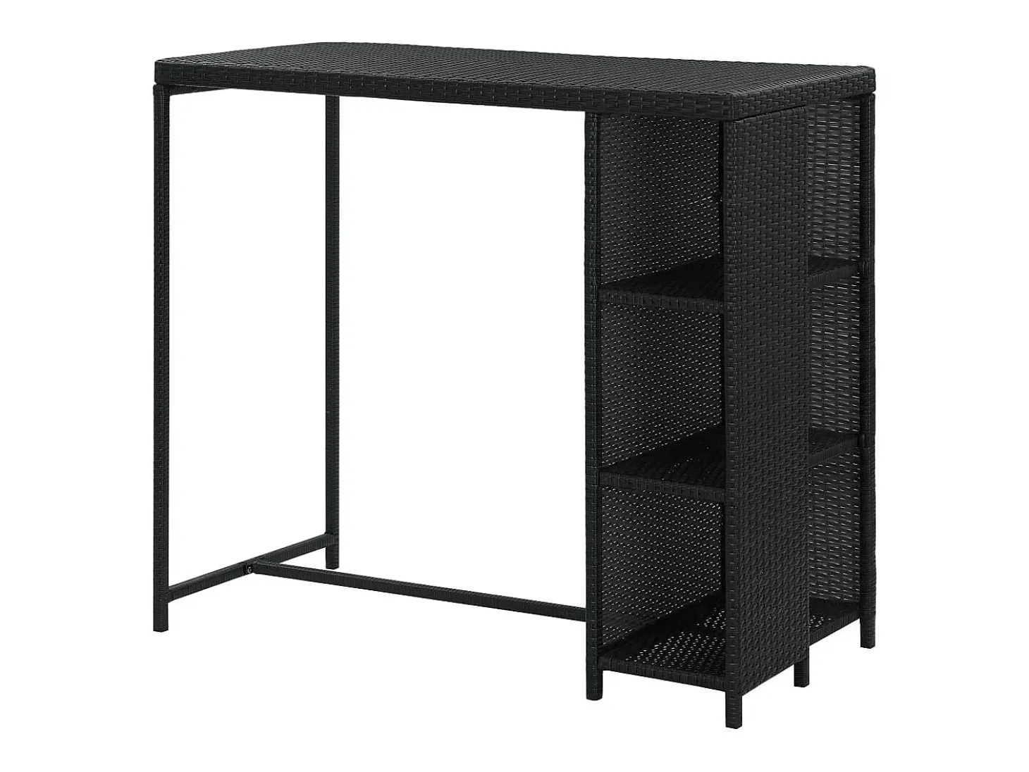Móvel de bar com prateleiras 120x60x110 cm vime PE preto PT439407