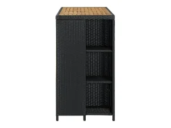Móvel de bar com prateleiras 120x60x110 cm vime PE preto PT810012