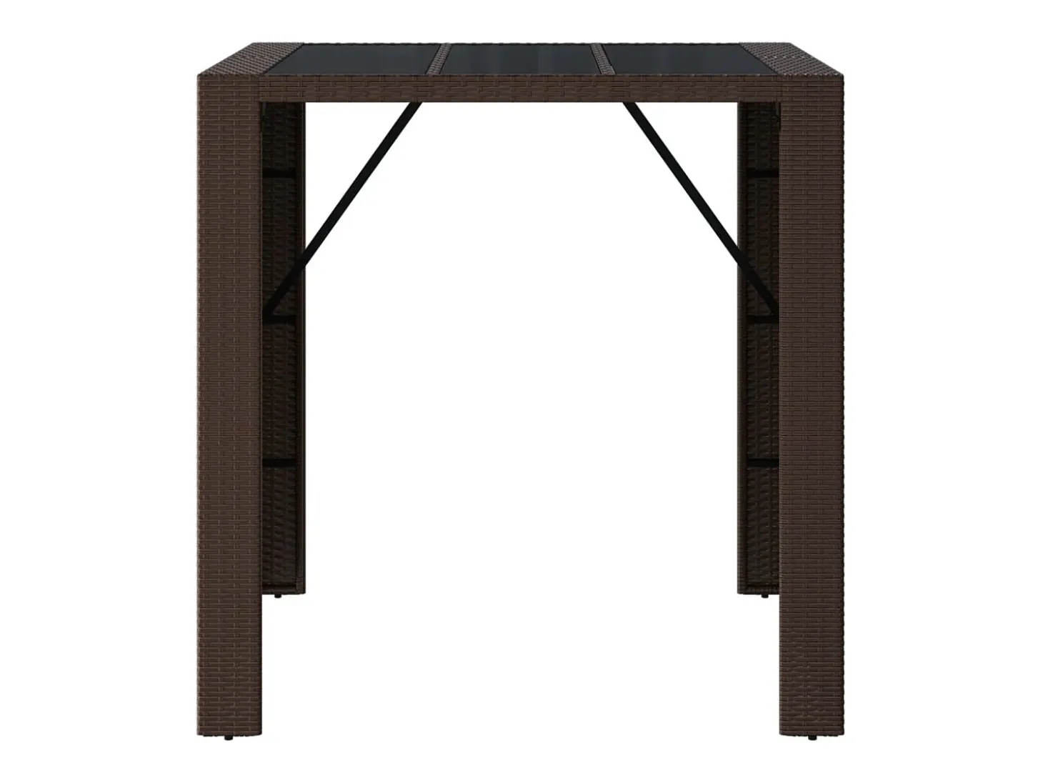 Móvel de bar com tampo de vidro 105x80x110 cm vime PE castanho PT442070