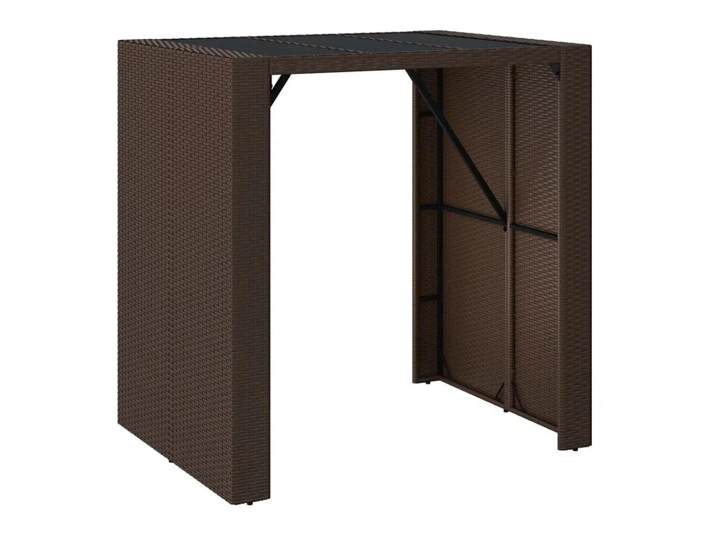 Móvel de bar com tampo de vidro 105x80x110 cm vime PE castanho PT442070