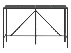 Móvel de bar com tampo de vidro 180x70x110 cm vime PE preto PT651435