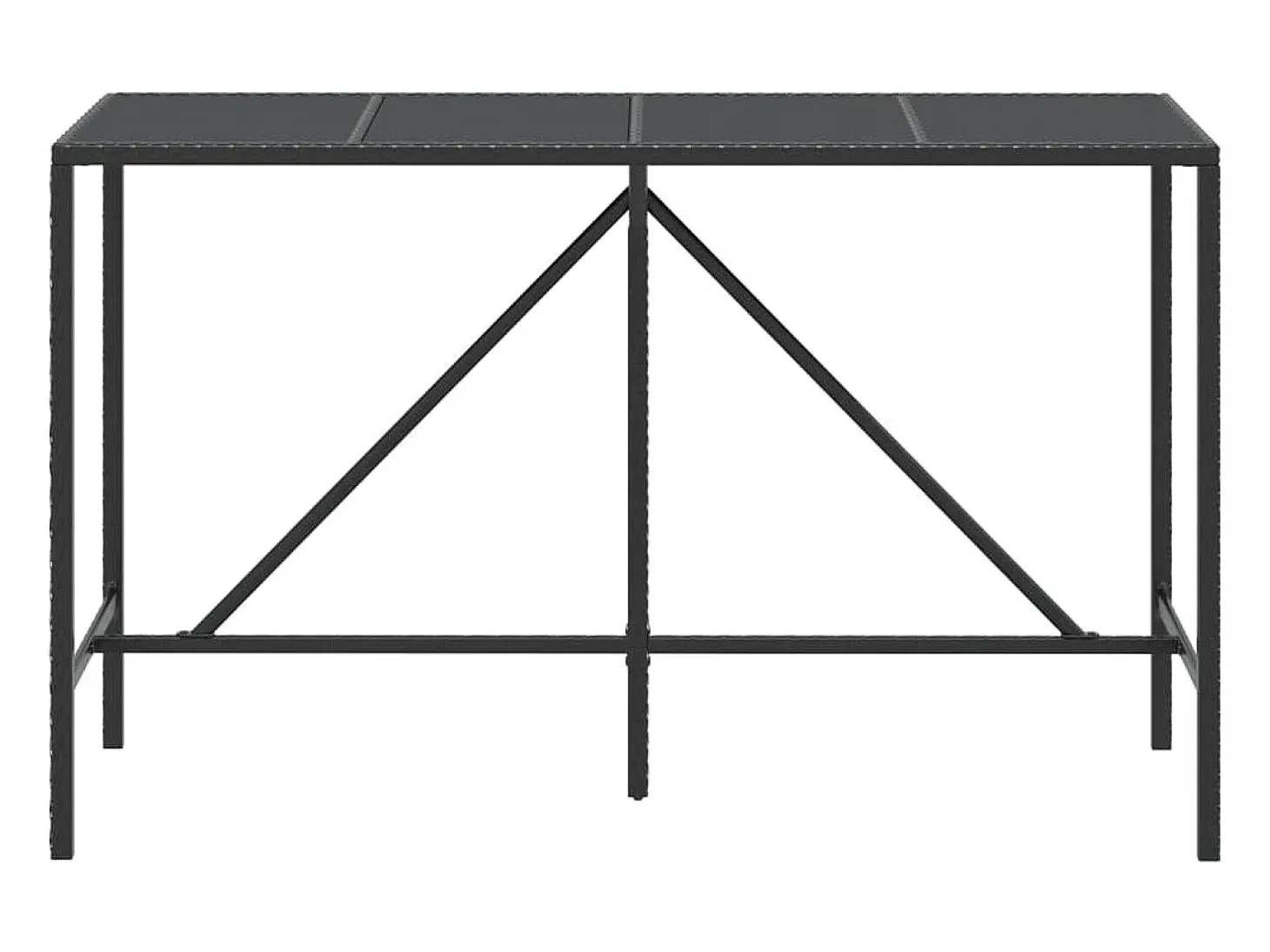 Móvel de bar com tampo de vidro 180x70x110 cm vime PE preto PT651435