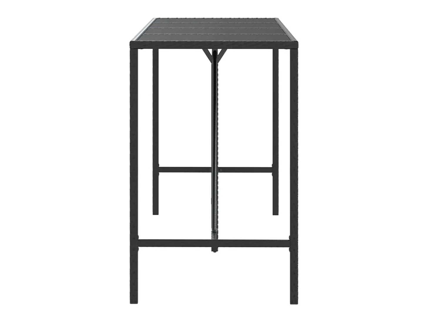 Móvel de bar com tampo de vidro 180x70x110 cm vime PE preto PT651435
