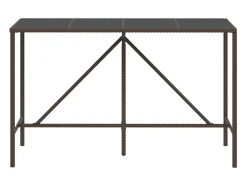 Móvel de bar com tampo de vidro 180x70x110 cm vime PE castanho PT429076