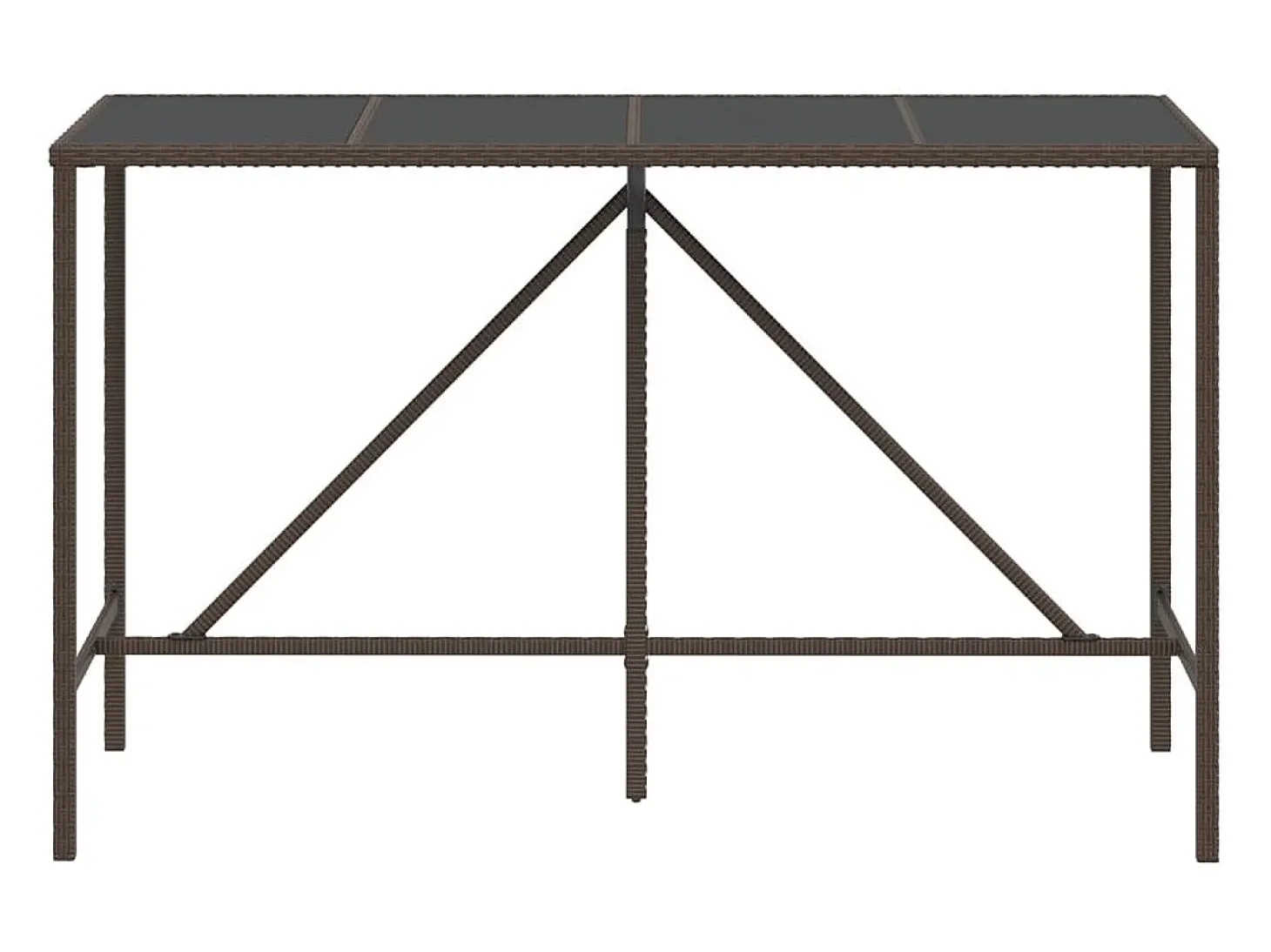 Móvel de bar com tampo de vidro 180x70x110 cm vime PE castanho PT429076