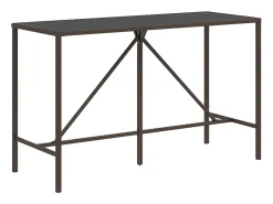 Móvel de bar com tampo de vidro 180x70x110 cm vime PE castanho PT429076