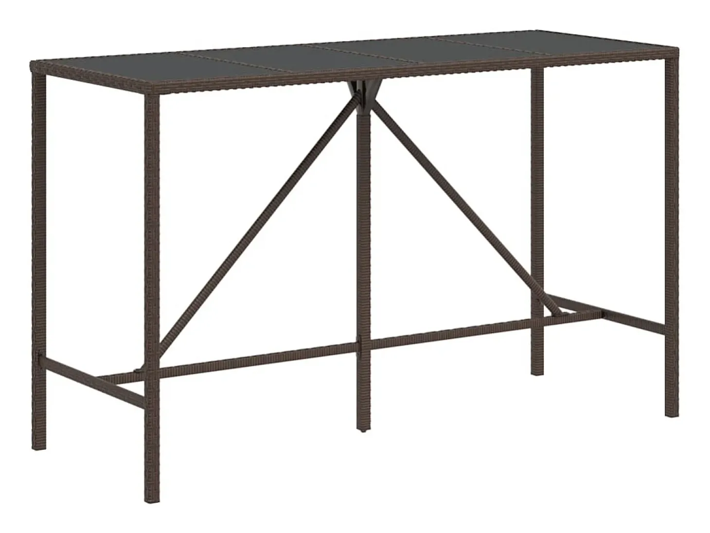 Móvel de bar com tampo de vidro 180x70x110 cm vime PE castanho PT429076