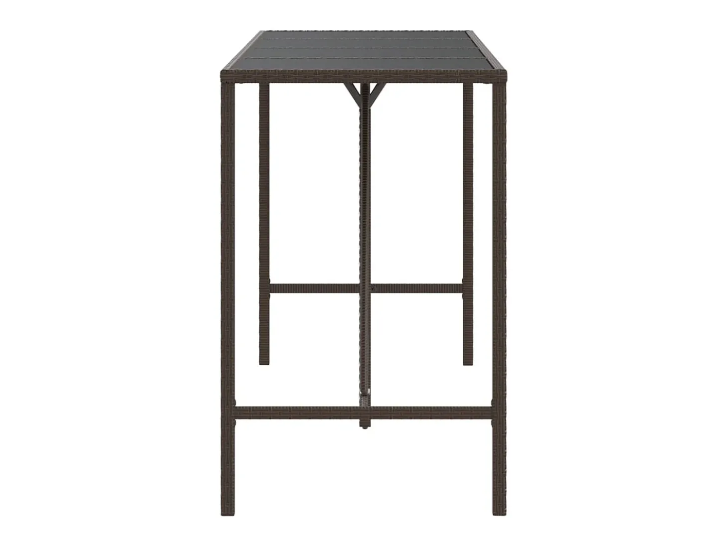 Móvel de bar com tampo de vidro 180x70x110 cm vime PE castanho PT429076