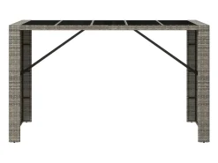 Móvel de bar com tampo de vidro 185x80x110 cm vime PE cinzento PT634603