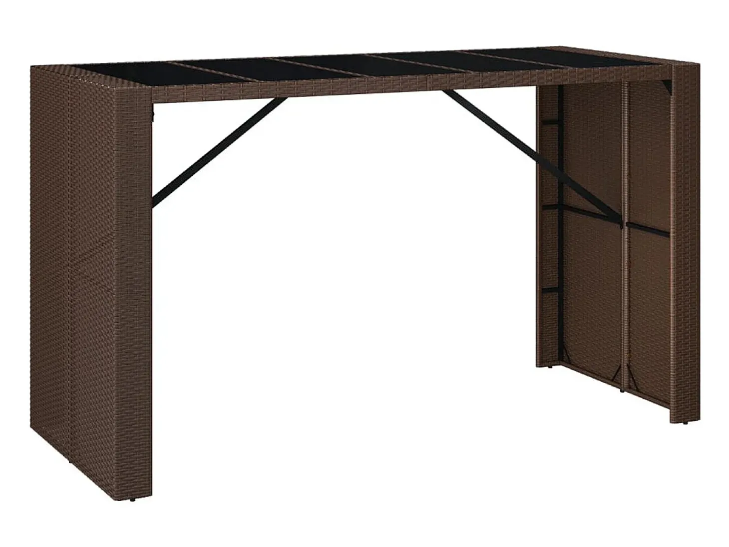 Móvel de bar com tampo de vidro 185x80x110 cm vime PE castanho PT706466