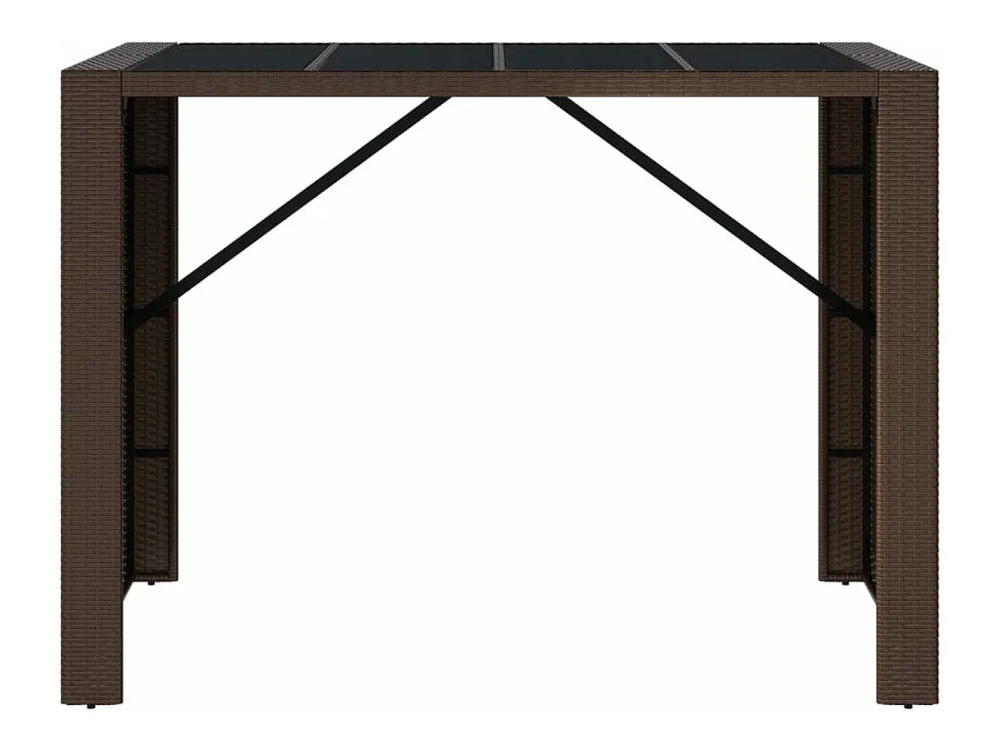 Móvel de bar com tampo de vidro 145x80x110 cm vime PE castanho PT744062