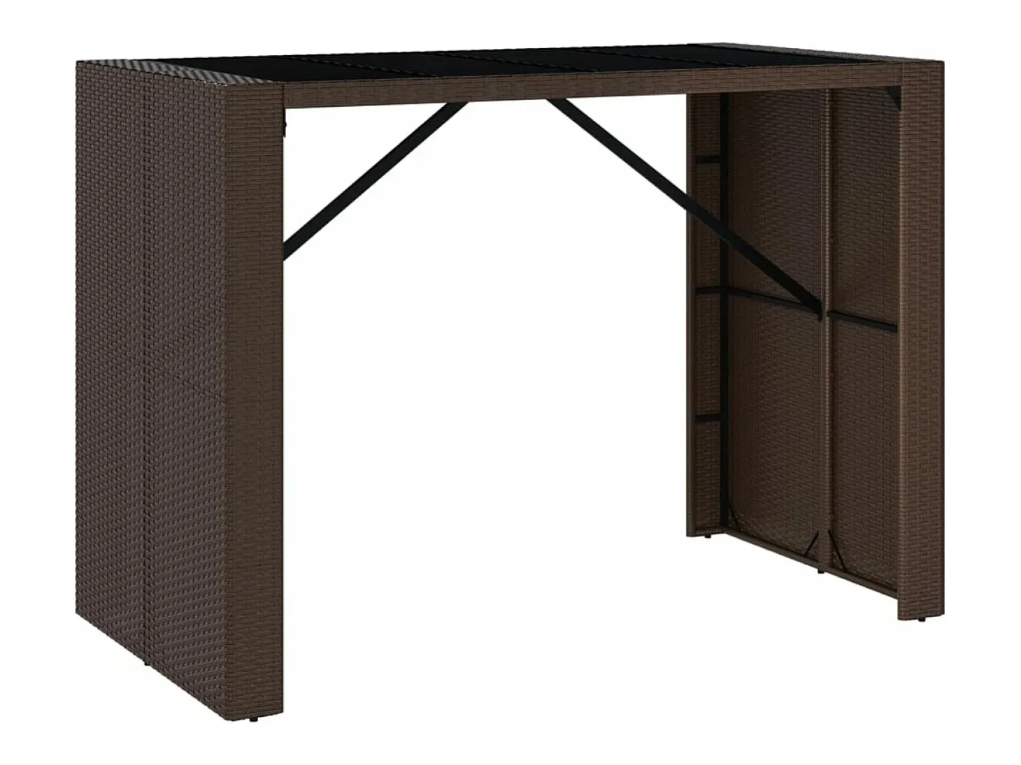 Móvel de bar com tampo de vidro 145x80x110 cm vime PE castanho PT744062