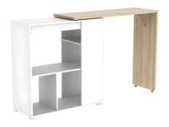 Móvel de bar extensível - Branco e carvalho - SATURNE