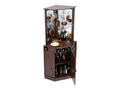 Móvel de Bar Industrial SucceBuy, com Suporte para Copos de Licor e Copos, Móvel de Bar para Café em Madeira Rústica Autônomo para Sala de Estar, Bar em Casa