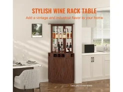 Móvel de Bar Industrial SucceBuy, com Suporte para Copos de Licor e Copos, Móvel de Bar para Café em Madeira Rústica Autônomo para Sala de Estar, Bar em Casa