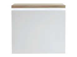 Móvel de bar luminoso - MDF lacado a branco - LEDs - Branco e carvalho. HALO II