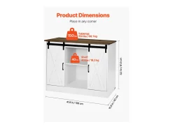 Móvel de Bar para Café SucceBuy, 106 x 40 x 81,5 cm, com 3 Níveis com Portas de Celeiro