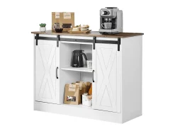 Móvel de Bar para Café SucceBuy, 106 x 40 x 81,5 cm, com 3 Níveis com Portas de Celeiro