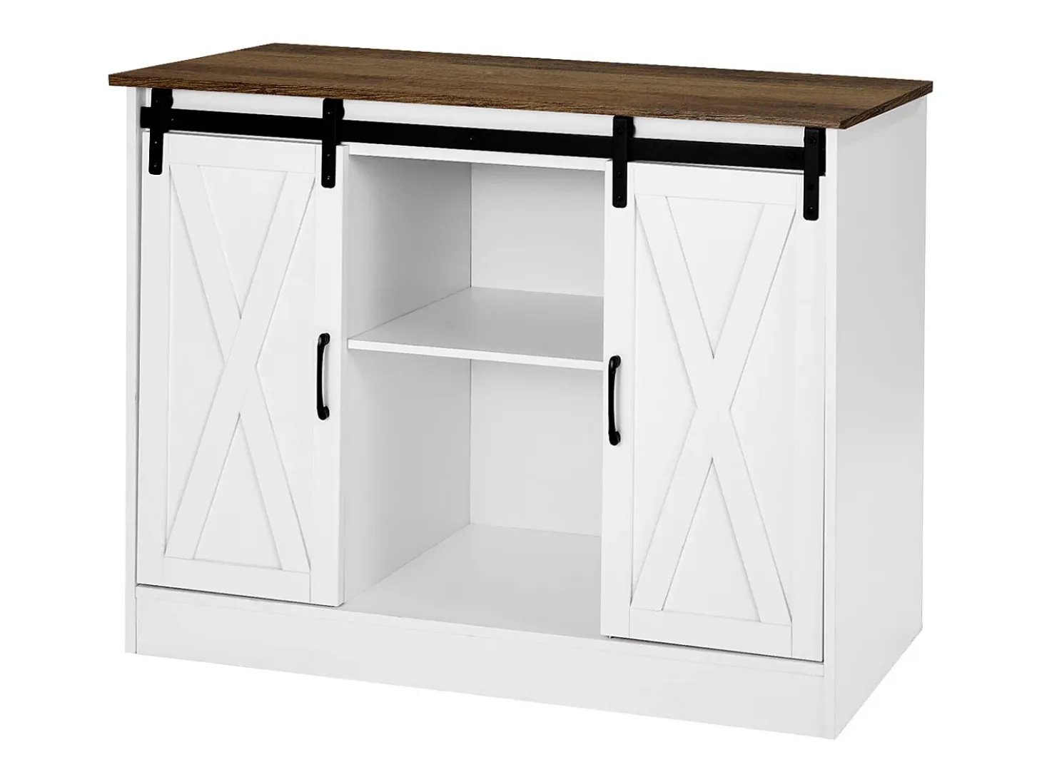 Móvel de Bar para Café SucceBuy, 106 x 40 x 81,5 cm, com 3 Níveis com Portas de Celeiro