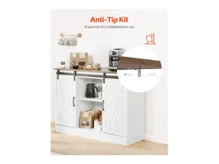 Móvel de Bar para Café SucceBuy, 106 x 40 x 81,5 cm, com 3 Níveis com Portas de Celeiro