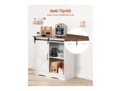 Móvel de Bar para Café SucceBuy, 80 x 35 x 80 cm, 3 Níveis com Porta Deslizante