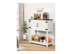 Móvel de Bar para Café SucceBuy, 80 x 35 x 88 cm, 3 Níveis com Portas Magnéticas