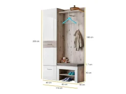 Móvel de entrada - ONYX 5 - Cores carvalho e branco