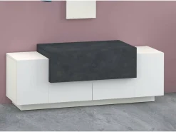 Móvel de entrada Djallo, entrada multifuncional moderna, armário polivalente para hall de entrada, 100% Fabricado na Itália, 120x45h46 cm, branco brilhante e ardóia
