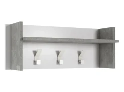 Móvel de entrada Dkornvi, cabide com 3 ganchos, prateleira de entrada, 100% Fabricado na Itália, 90x29h34 cm, Branco e Cimento
