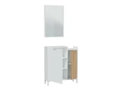 Móvel de entrada Dodd, Entrada com 2 portas, Roupeiro com espelho, Arrumação multifuncional, 77x24h91 cm, Branco e Carvalho