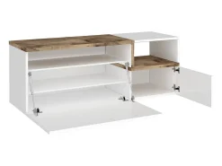 Móvel de entrada Dpace, entrada multifuncional moderna, armário polivalente para hall de entrada, 100% Fabricado na Itália, 120x40h54 cm, branco brilhante e bordo