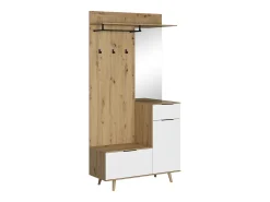 Móvel de entrada Nordic A carvalho artesanal / branco 100 cm