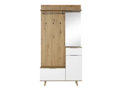 Móvel de entrada Nordic A carvalho artesanal / branco 100 cm