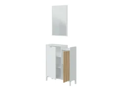 Móvel de entrada Williamsport, entrada 2 portas, guarda-roupa com espelho, arrumação multifuncional, 77x24h91 cm, branco e carvalho