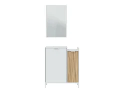 Móvel de entrada Williamsport, entrada 2 portas, guarda-roupa com espelho, arrumação multifuncional, 77x24h91 cm, branco e carvalho