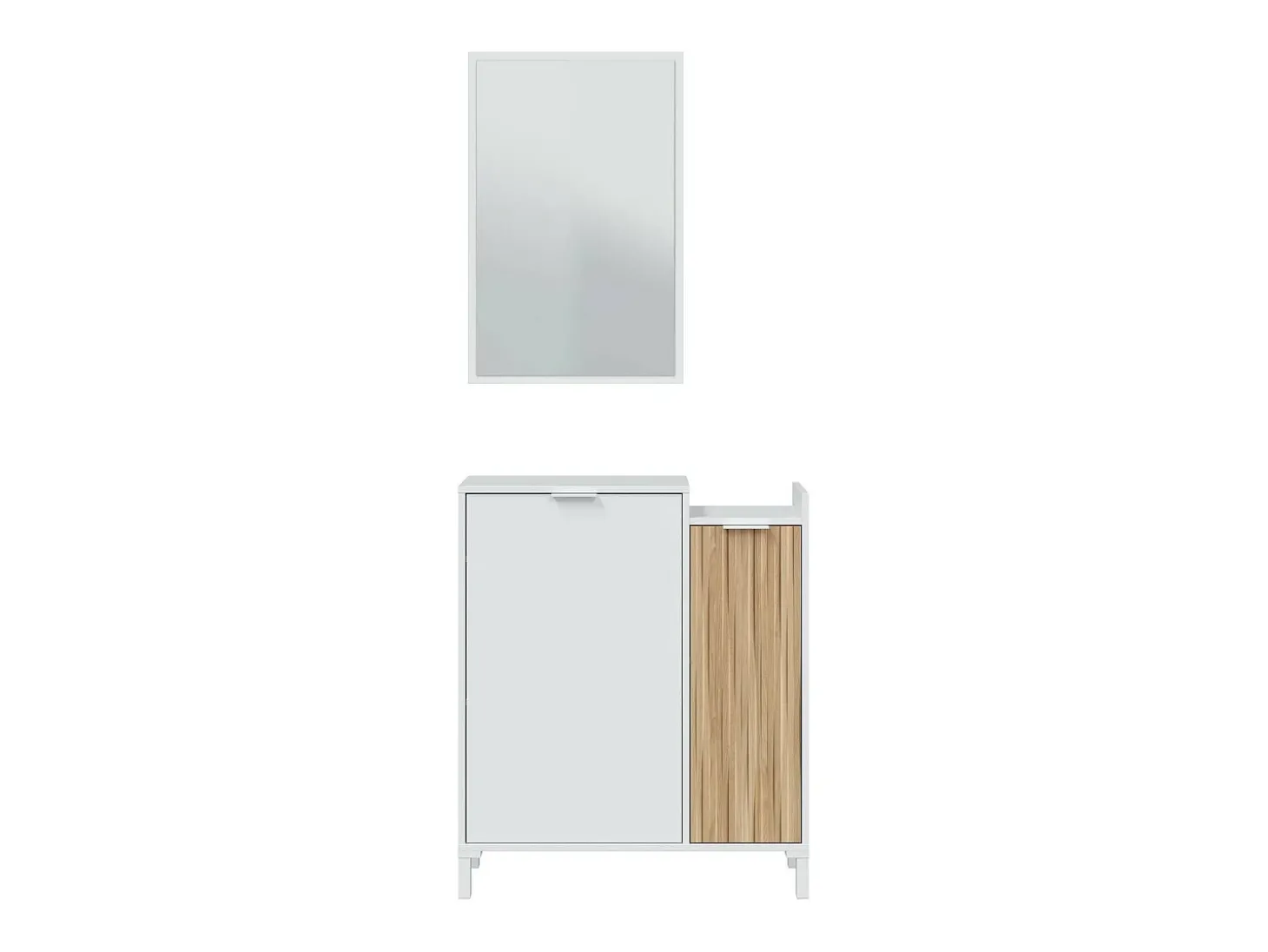 Móvel de entrada Williamsport, entrada 2 portas, guarda-roupa com espelho, arrumação multifuncional, 77x24h91 cm, branco e carvalho
