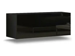 Móvel de sala preto coleção CEPTO 37x91cm, 1 porta, 1 prateleira.